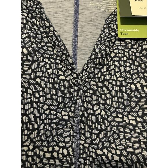 LL Bean Top Womens XL Reg Streamside Tee Split Neck 3/4 Sleeve Gorpcore Blue NWT - Picture 3 of 9